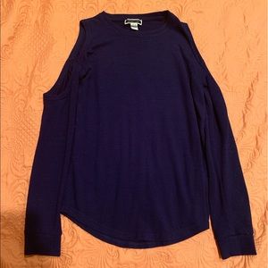 Extra small-sized blue cold shoulder sweater